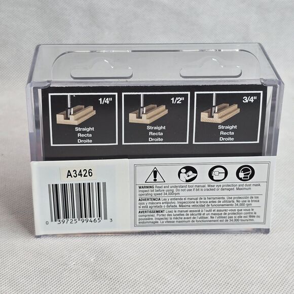 SKIL Router Bit Set 91001 Tipped Straight 3 Piece Includes 1/4" 1/2" 3/4" Bits - Picture 2 of 9